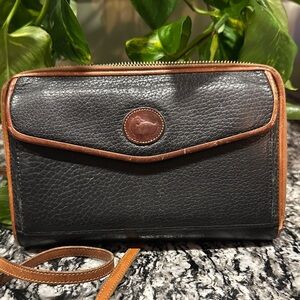 Dooney & Bourke Black and Brown Leather Zip Wallet